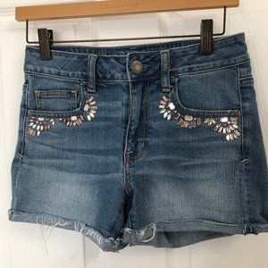 American Eagle Embellished Stretch Denim Shorts Size 4